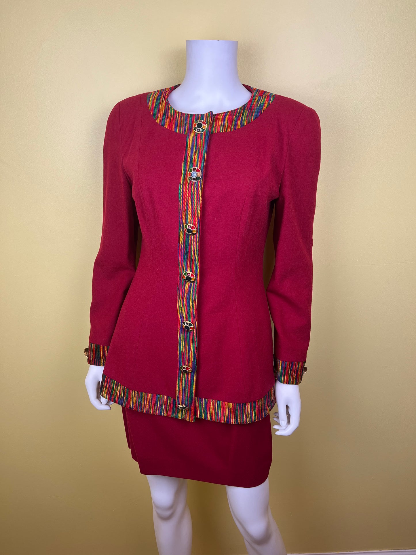 1950s 1960s Bespoke Men's Red Burgundy Two Piece Suit